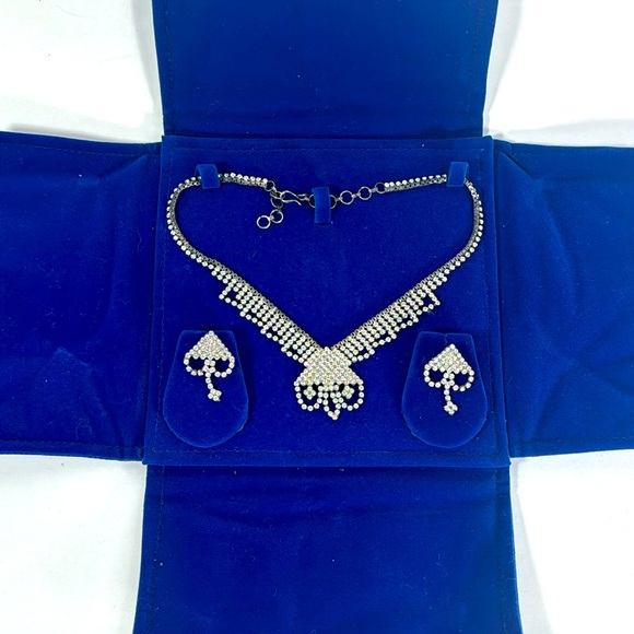 Rhinestone Necklace and Earrings - Picture 1 of 10